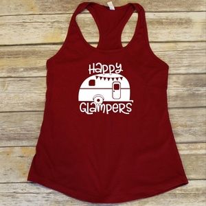 Happy Glampers - camping - red racerback tank top